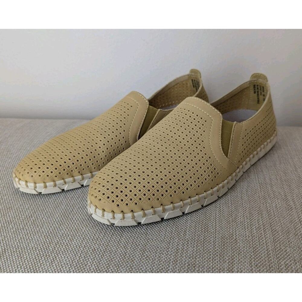 OTBT Womens Universe Shoe Size 10 Yellow Leather Perforated Slip On Flat Loafer
